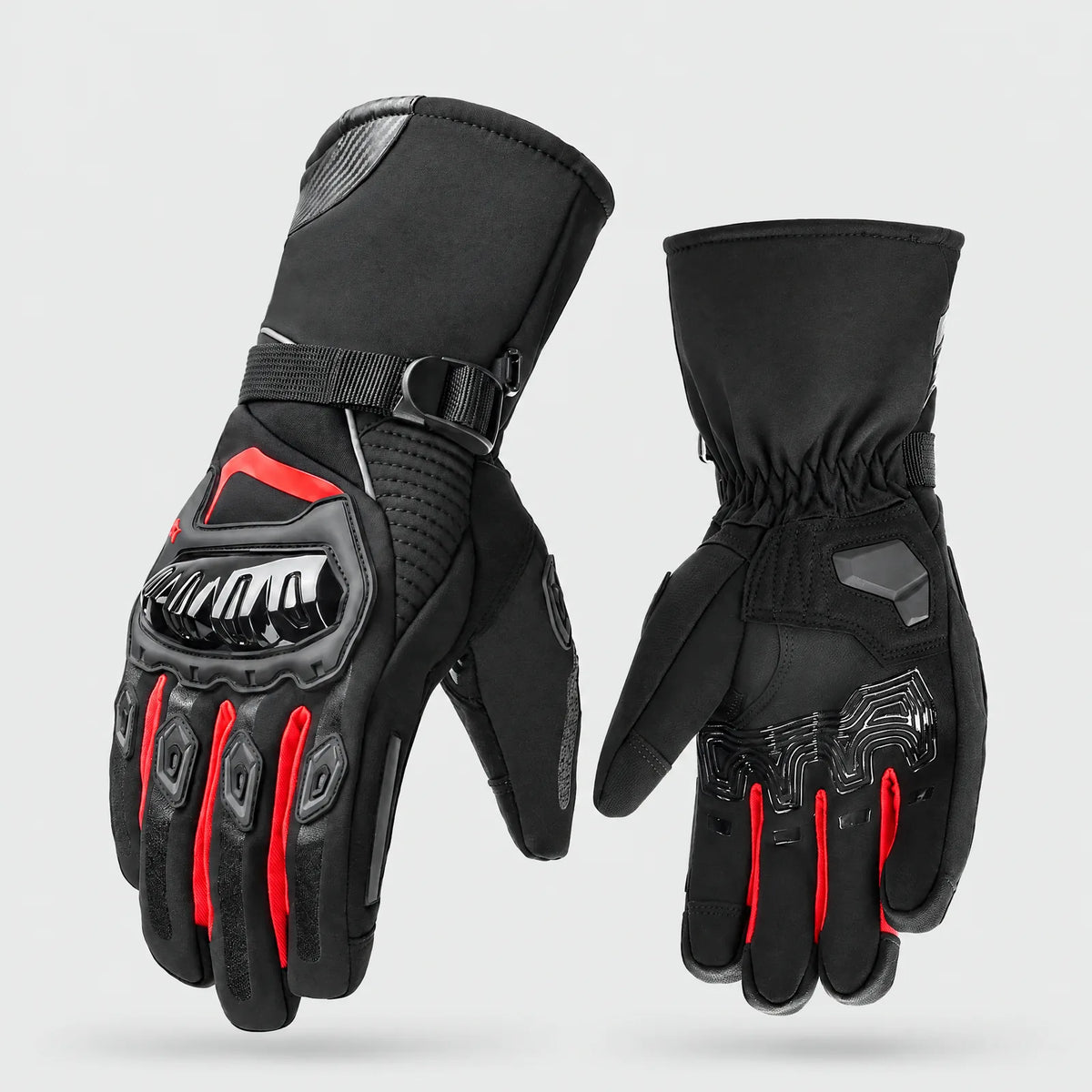 Alpenwarm Winter-Motorradhandschuhe in Schwarz-Rot