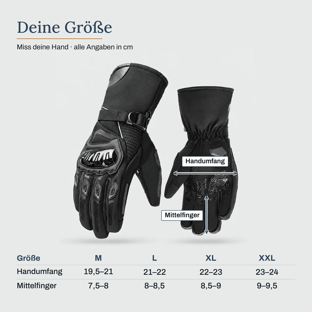 Deine Größe – Winter-Motorradhandschuhe mit Knöchelschutz
