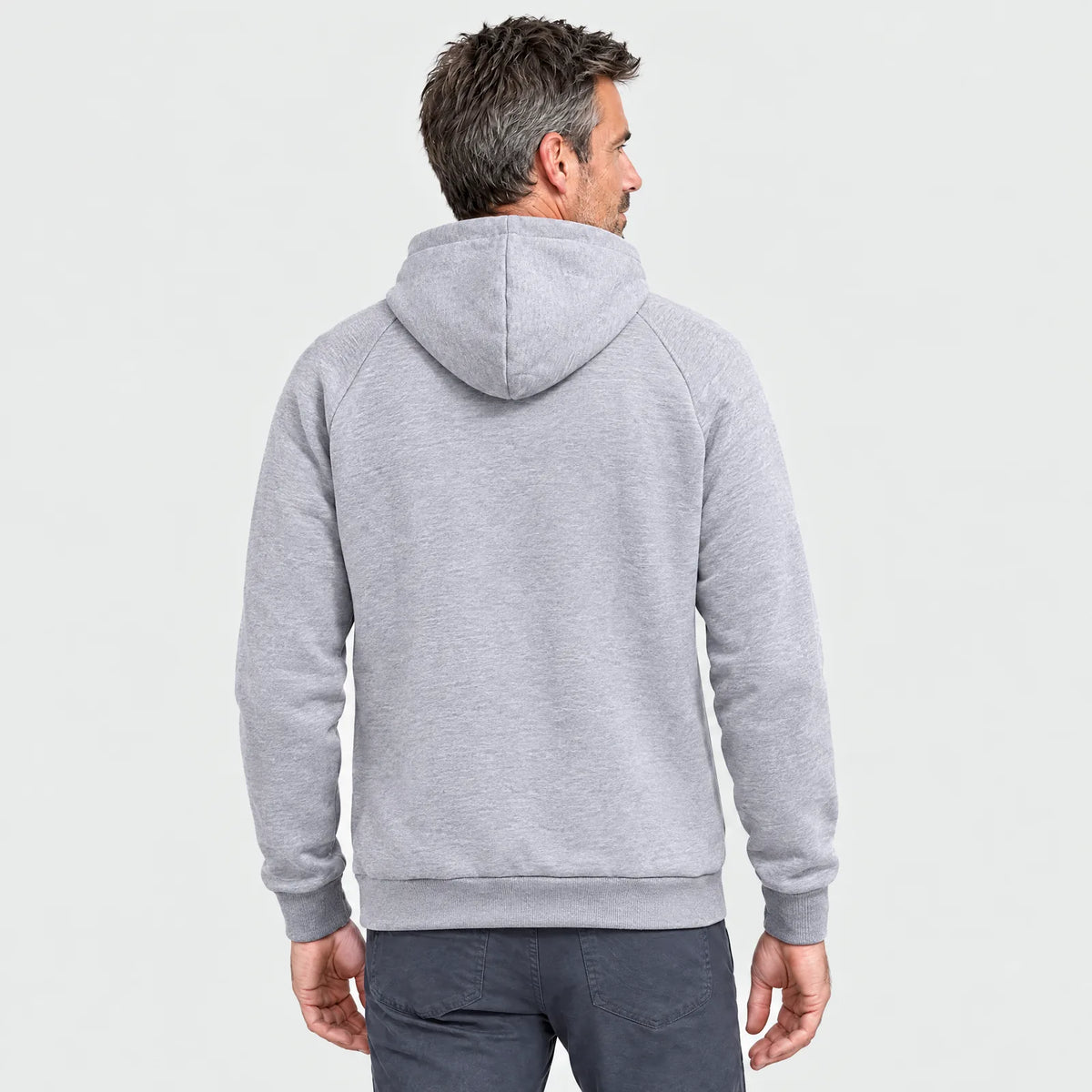 Beheizter Hoodie in Grau von hinten