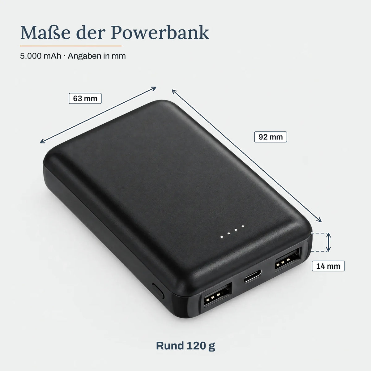 Maße der Powerbank – Powerbank 5.000 mAh für beheizte Kleidung