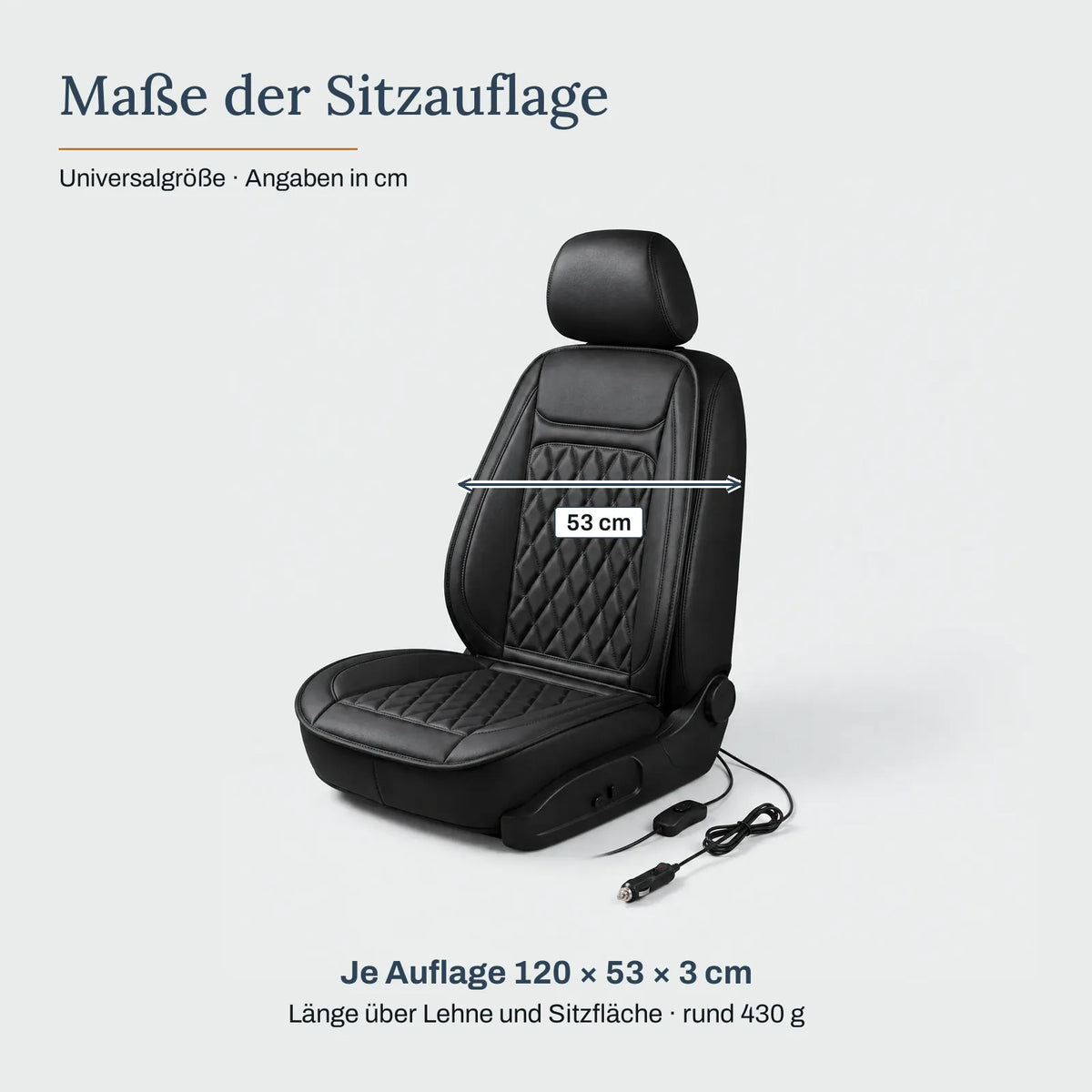 Maße der Sitzauflage – Beheizte Autositzauflage, 12 V