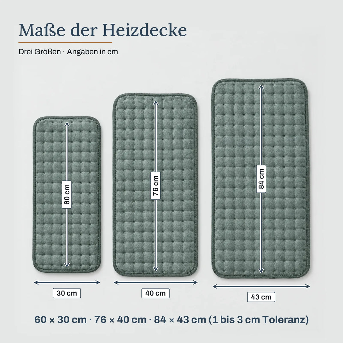 Maße der Heizdecke – Heizdecke mit 6 Stufen und Abschalt-Timer